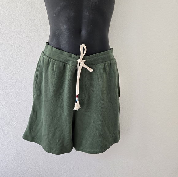 NWT SOL ANGELES Shorts Olive Pull On Sweat Waves Logo Drawstring size Large - Picture 2 of 16